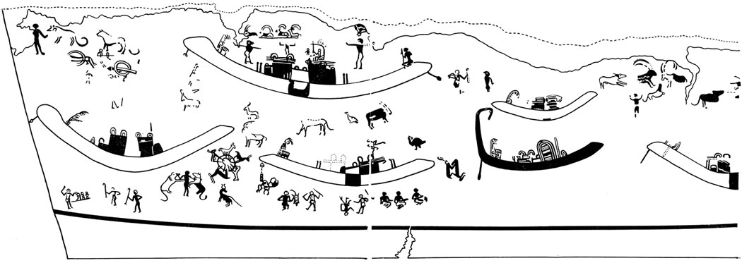 Рис. 46. Иераконпольская стенная роспись. Последняя четверть IV тысячелетия